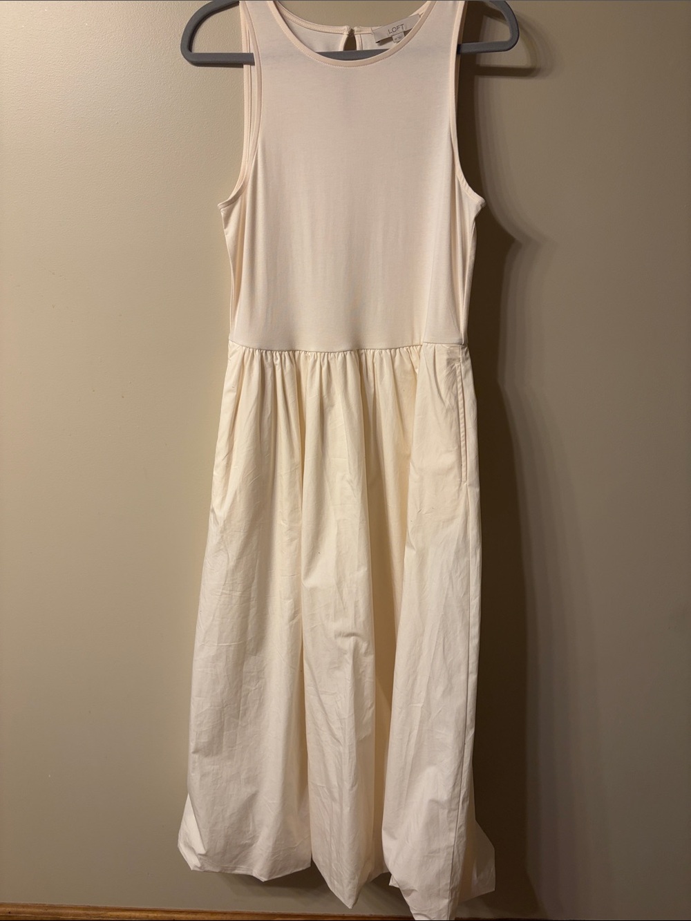 LOFT Soft Cream Ribbed Tank Dress